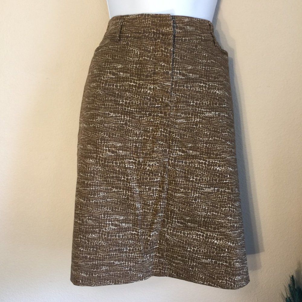 New York And Company Snakeskin Pencil Skirt Size 6 Brown Cotton Stretch